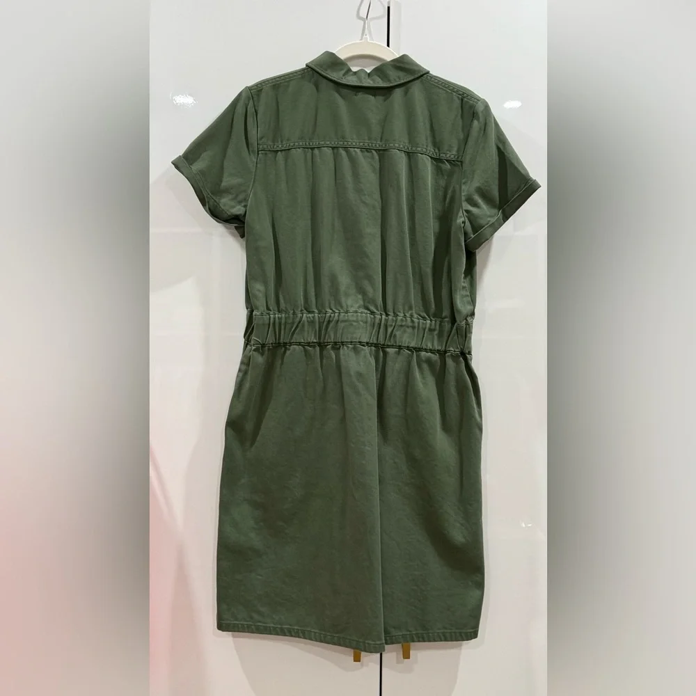 J. Crew Olive Green Zip-Front Utility Mini Dress
